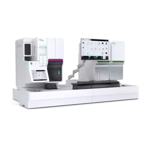 All-in-one haematology workstation for blood counting, smearing and staining 